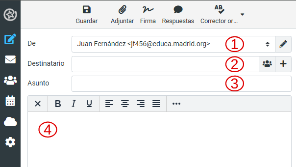Ventana redactar email.