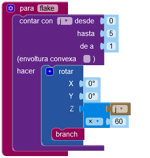 Programa del copo de nieve en 3D.