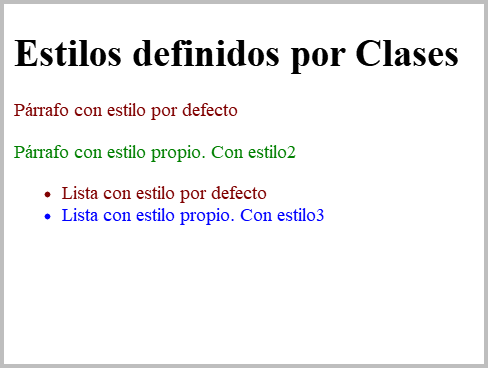 Resultado de visualizar los ficheros css-clases.html y css-clases.css en un navegador