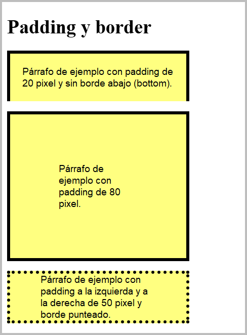 Resultado de visualizar los ficheros css-padding-border.html y css-padding-border.css en un navegador