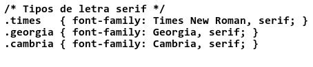Código del fichero css-serif.css