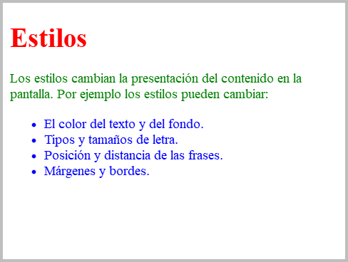 Resultado de visualizar los ficheros css-style.html y css-style.css en un navegador