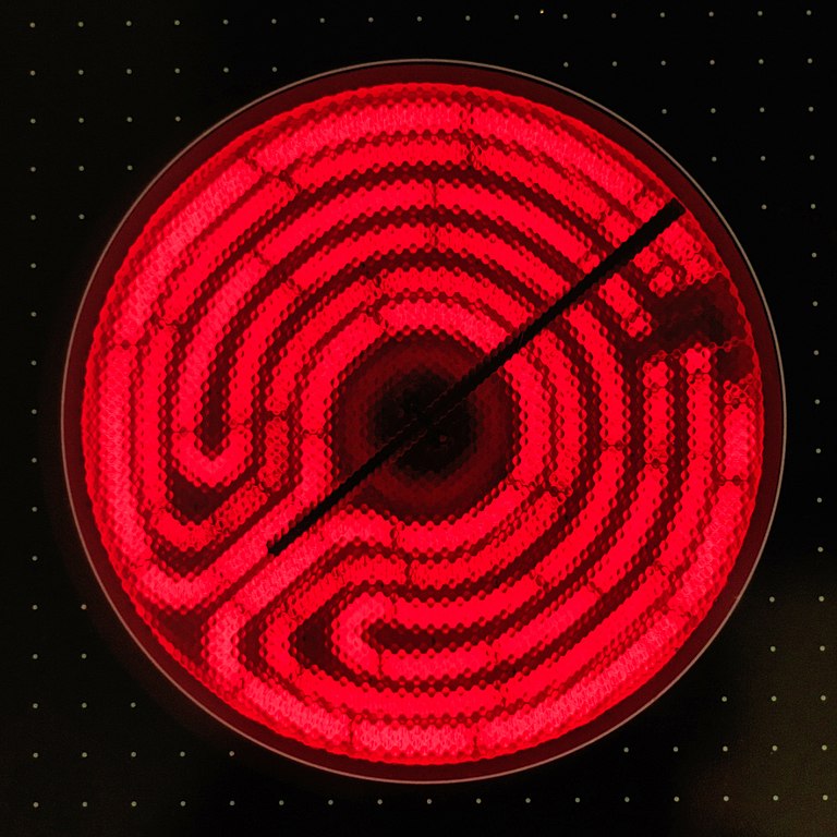 Resistencia eléctrica de una vitrocerámica, produciendo calor.