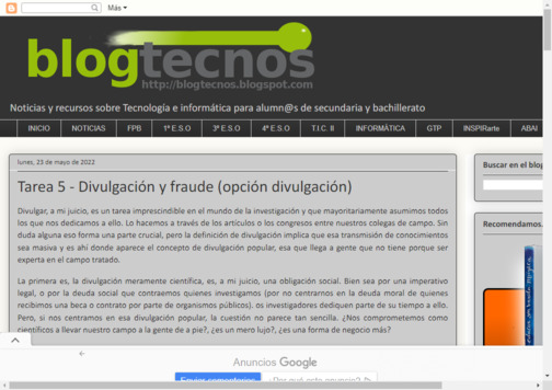 Screenshot de la página web Blogtecnos.
