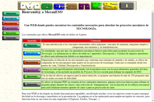 Screenshot de la página web MecanESO.