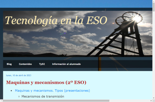 Screenshot de la página web Tecnología en la ESO.