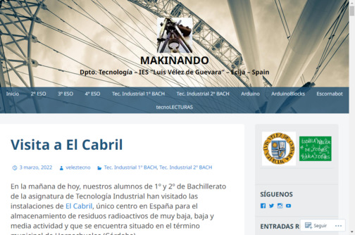 Screenshot de la página web Makinando Vélez.