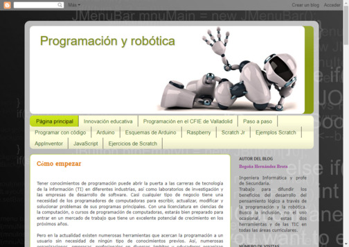 Screenshot de la página web Blog de Programación y Robótica.