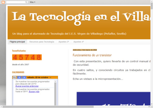Screenshot de la página web La Tecnología en el Villadiego.