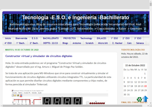 Screenshot de la página web Todotecnología IES el Chaparil.