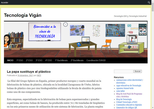 Screenshot de la página web Tecnología Vigán.