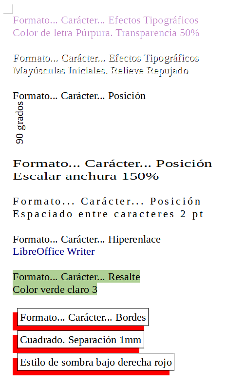 Ejercicio formato de carácter II.