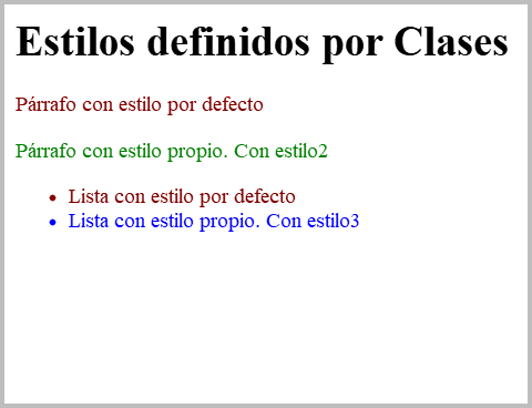 Resultado de visualizar los ficheros css-clases.html y css-clases.css en un navegador