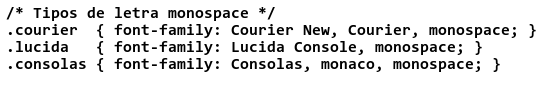 Código del fichero css-monospace.css