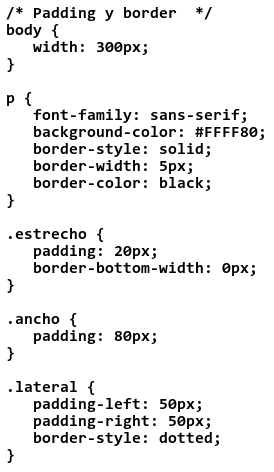Código del fichero css-padding-border.css