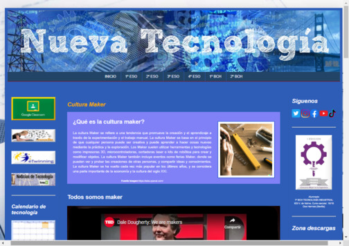 Screenshot de la página web Nueva Tecnología.