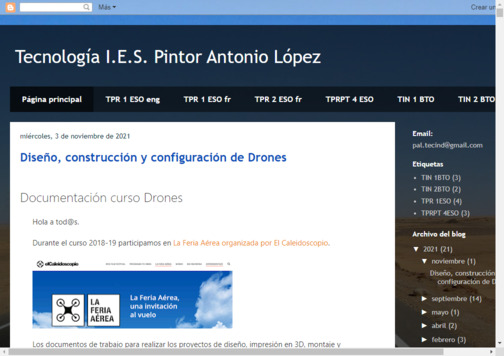 Screenshot de la página web Tecnología IES Palti.