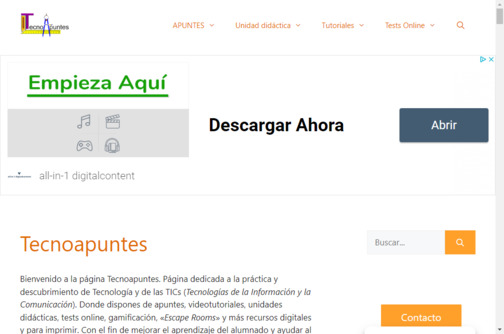 Screenshot de la página web Tecnoapuntes.