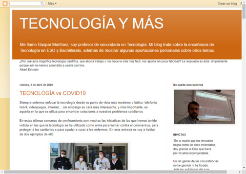 Screenshot de la página web Tecnología y más.