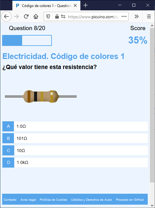 Screenshot de la página web que contiene los test de tecnología.