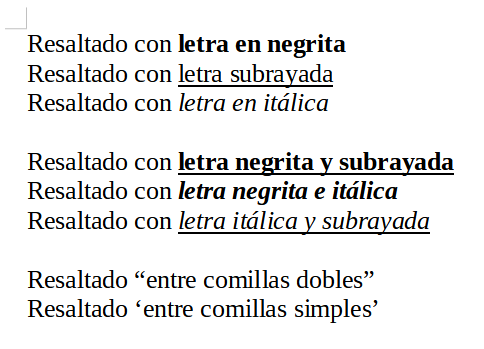 Ejercicio de texto resaltado